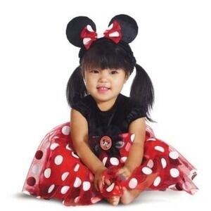 NWT DISNEY 6-12 MONTHS MINNIE MOUSE DRESS COSTUME Red Dress‎ up